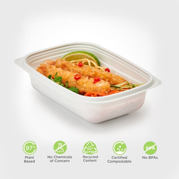 Good Natured Products 24 Oz. Goodtogo Microwavable Container, Stone, Cpla, 450/Case, 450Pk - BDV09024