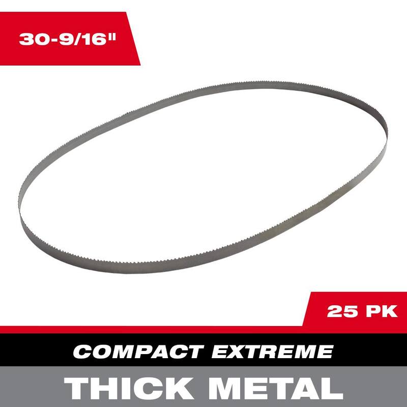Milwaukee Hoja de sierra de cinta para cortar metal extremadamente grueso, compacta de 30-9/16 pulgadas, 8/10 TPI (paquete de 25) para M12 FUEL Bandsaw - 48-39-0635