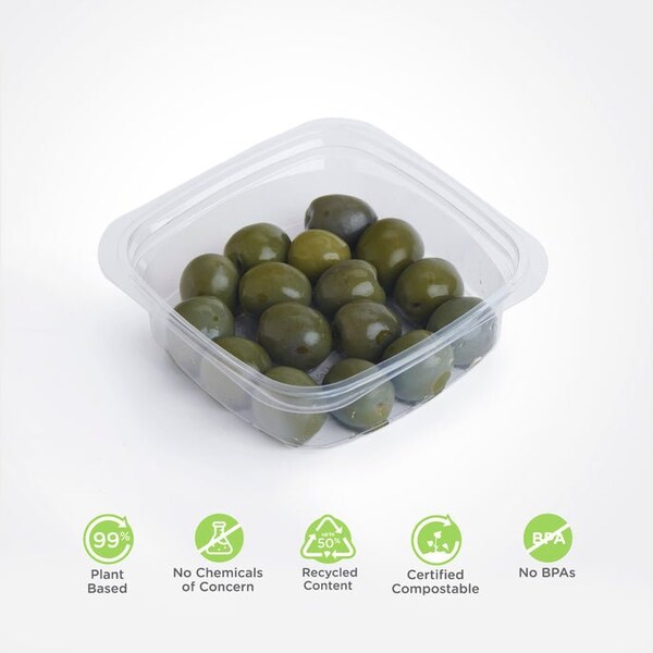 Good Natured Products 8 Oz. Deli Container, Crystal Clear, Pla, 675/Case, 675Pk - BDV09000