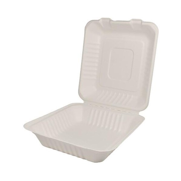 Karat Earth 8 in x 8 in Bagasse Clamshells, PK200 - KE-BHC88-1C