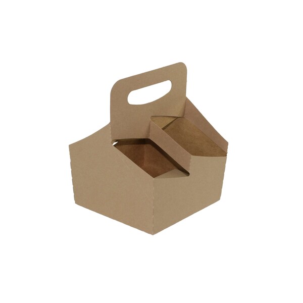Boxit Boxit 7.25"x7"x7.25" 4 Cup 32 oz. Kraft Carrier Box, PK100 - 7710C-501