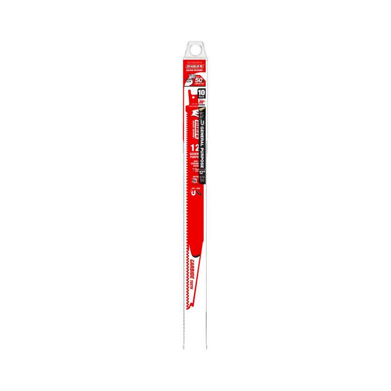 DIABLO 12 pulgadas 6/9 TPI Hojas de sierra reciproca con punta de carburo Demo Demon para cortes de propósito general - DS1209CGP10