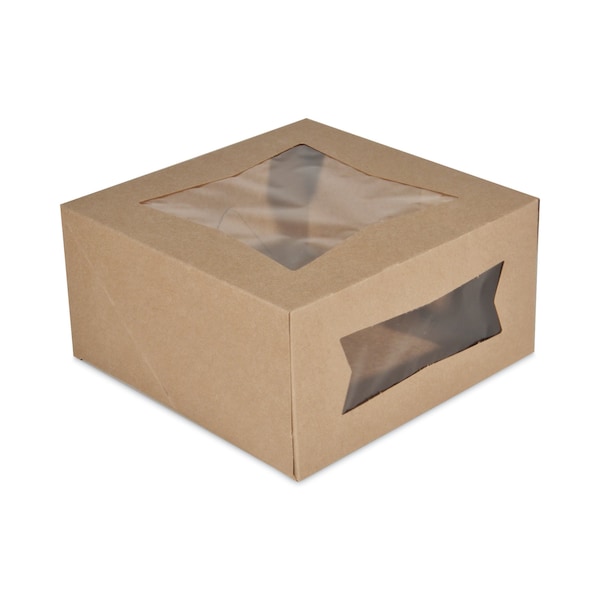Sct Kraft Window Bakery Boxes, 8 x 8 x 4, Brown, Paper, 150PK - 24053K
