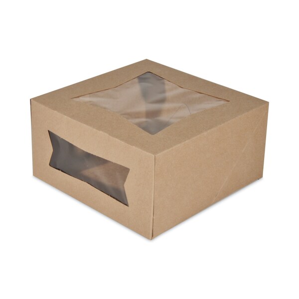 Sct Kraft Window Bakery Boxes, 8 x 8 x 4, Brown, Paper, 150PK - 24053K