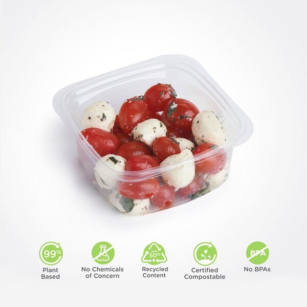 Good Natured Products 12 Oz. Deli Container, Crystal Clear, Pla, 675/Case, 675Pk - BDV09001