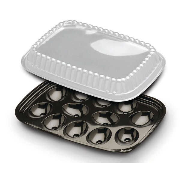 Quikpak D & W Fine Pack 12 Egg PET Black Tray With Clear Dome, PK328 - I51P