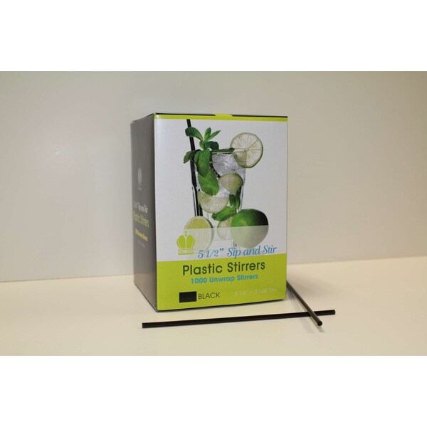Goldmax Goldmax Unwrapped Sip And Stir 5.5" Black Straw, PK10000 - 37511