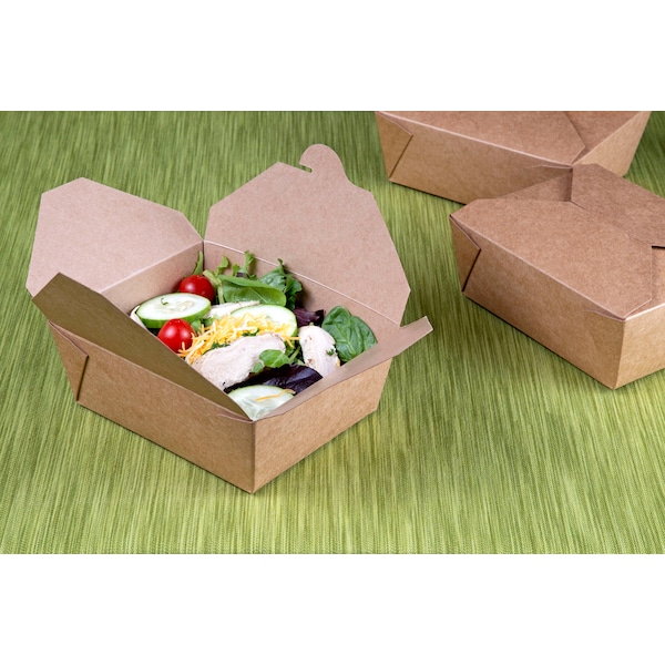 Amercareroyal Royal 6x4.75x2.5 No 8 Kraft Folded Takeout Box, PK300 - FTB8N