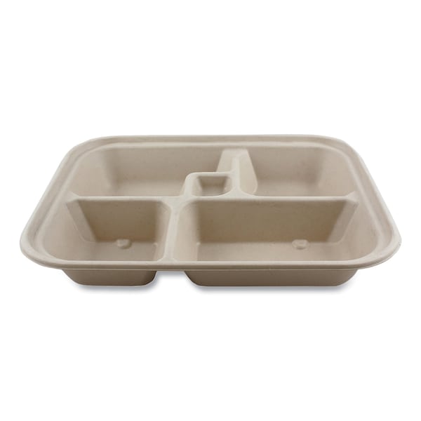 World Centric Fiber Containers, Bento Box, 5-Compartment, 12 x 9.5 x 2, Natural, Paper, 300PK - TR-SC-BB-LFS