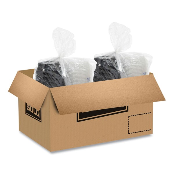 Solo OctaView Hinged-Lid Hot Food Containers, 6.3 x 3.1 x 1.5, Black/Clear, Plastic, 200PK - 806011-PP94