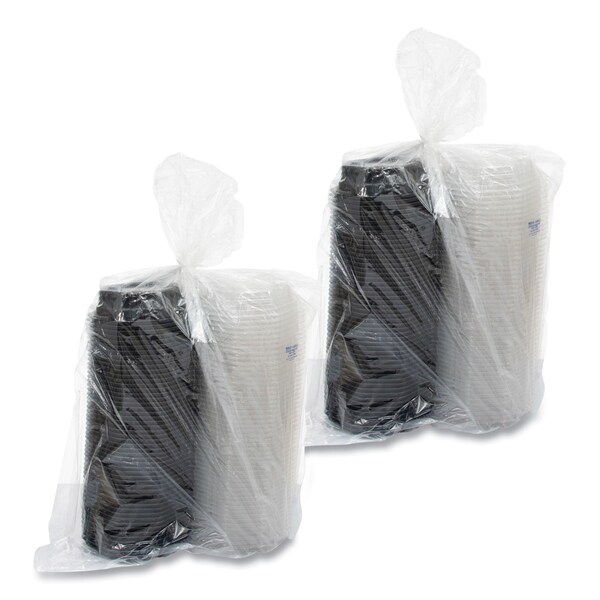 Solo OctaView Hinged-Lid Hot Food Containers, 6.3 x 3.1 x 1.5, Black/Clear, Plastic, 200PK - 806011-PP94
