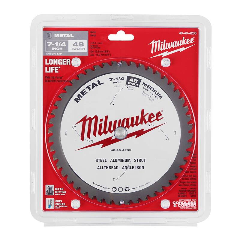 Hoja de sierra circular para corte de metal de 7-1/4 pulgadas con dientes de carburo - 48-40-4235 de Milwaukee