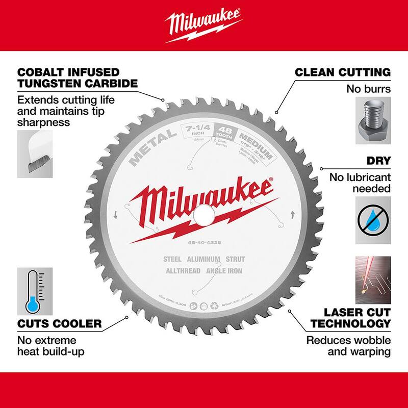 Hoja de sierra circular para corte de metal de 7-1/4 pulgadas con dientes de carburo - 48-40-4235 de Milwaukee