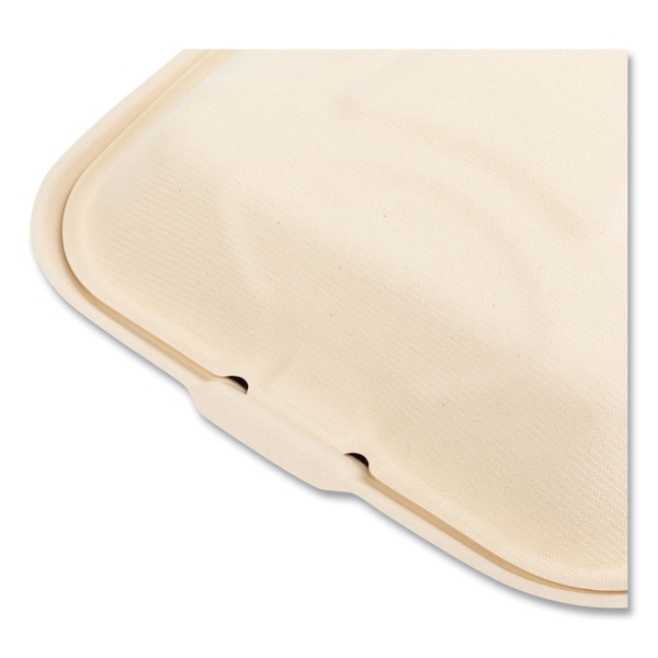 Boardwalk Bagasse PFAS-Free Food Containers, 3-Compartment, 9 x 1.93 x 9, White, Bamboo/Sugarcane, 200PK - HL-93BW-NPFA
