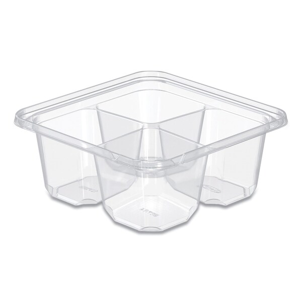 Dart TamperGuard Snack Boxes, 4-Compartment, 6.3 x 6.3 x 2.6, Clear, Plastic, 300PK - SBTG4