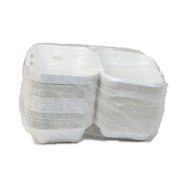 Pactiv Bagasse Hinged Lid Container, 9.1 x 6.1 x 3.3, 1-Comp, Natural, PK150 - YMCH00890001