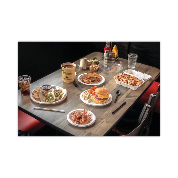 Pactiv Bagasse Hinged Lid Container, 9.1 x 6.1 x 3.3, 1-Comp, Natural, PK150 - YMCH00890001
