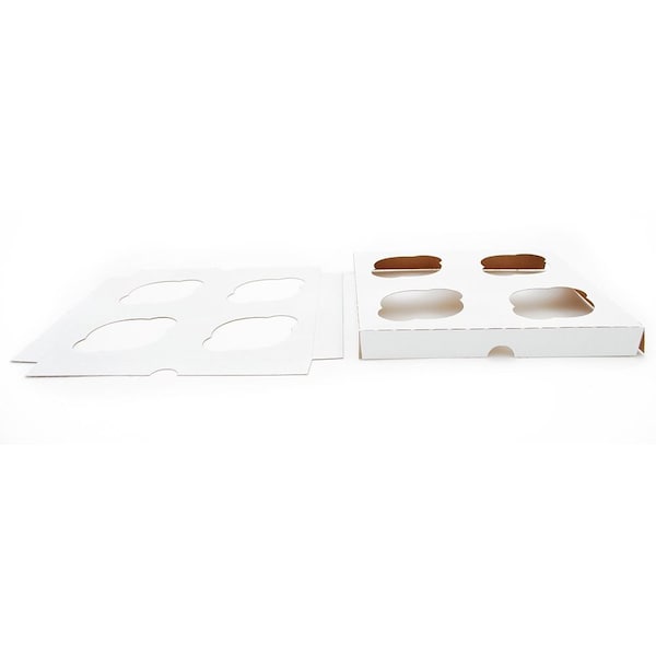 Champion Southern 4 Count Cupcake Insert White/Kraft 7.88 in. X 7.88 in. X 0.88 in., 200PK - 10007