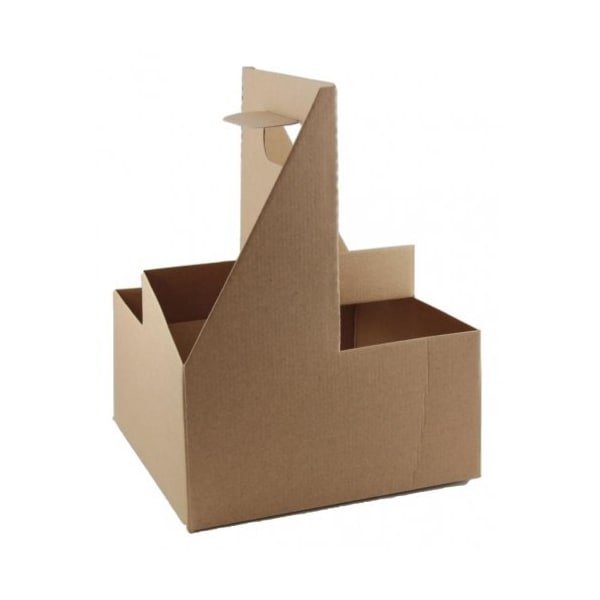 Graphic Packaging Field 4-Cup Handle Carrier 2-24 oz Drinks 6-7/16 x 6-7/16 x 8-3/8, 200PK - 02050-900 400