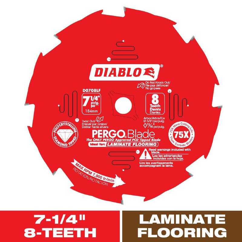 DIABLO 7-1/4 pulgadas x 8 dientes PERGOBlade Hoja de sierra para piso laminado y de madera - D0708LF.