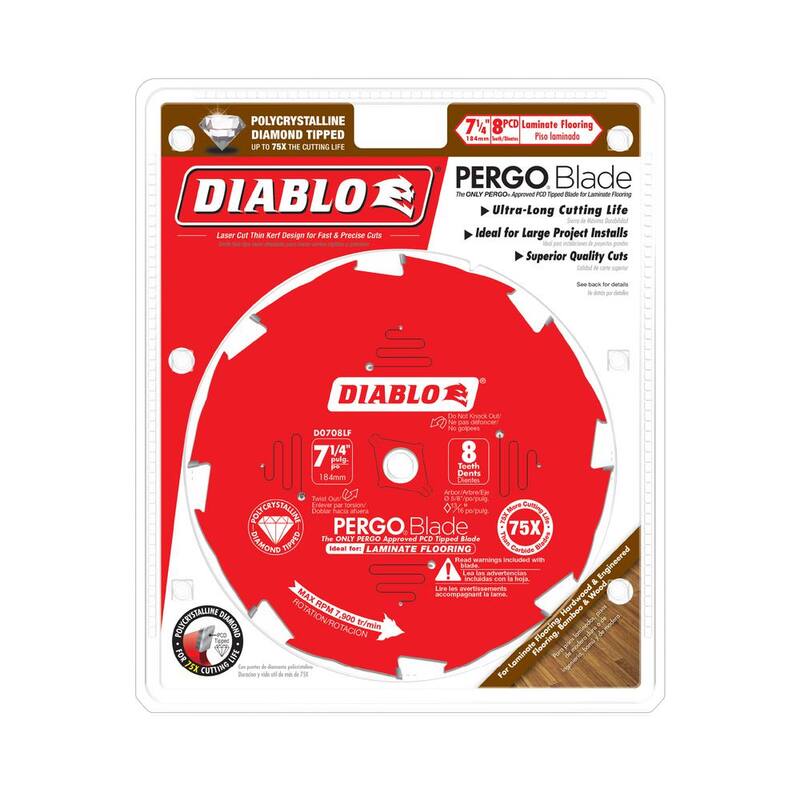 DIABLO 7-1/4 pulgadas x 8 dientes PERGOBlade Hoja de sierra para piso laminado y de madera - D0708LF.