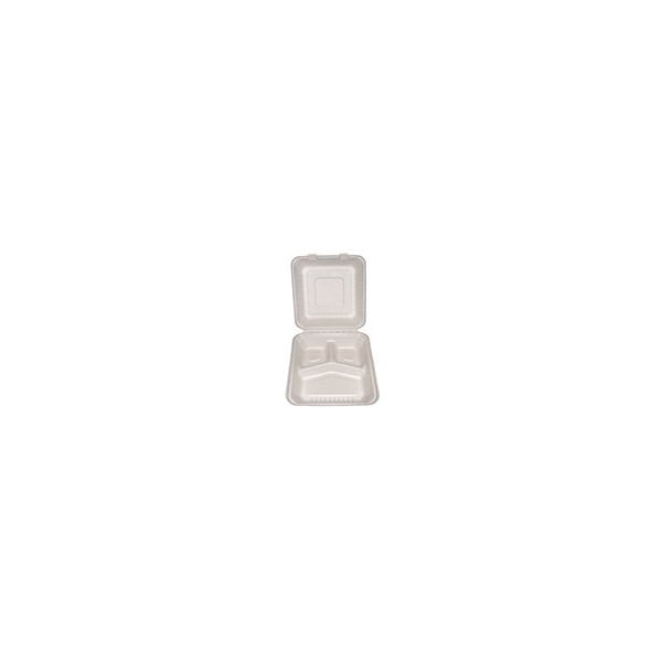 Americareroyal PrimeWare Hinged Container Molded Fiber 9x9x3 3 comp Deep, 100PK - HL-93