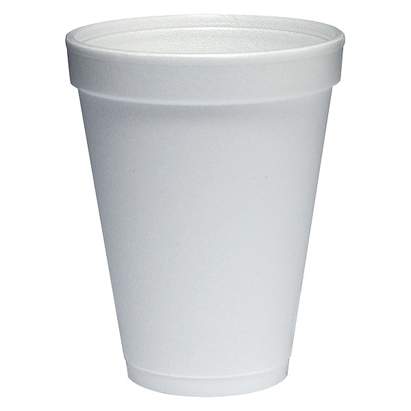 Dart Disposable Cup, Hot/Cold, Foam, 12 oz, White, PK1000 - 12J12