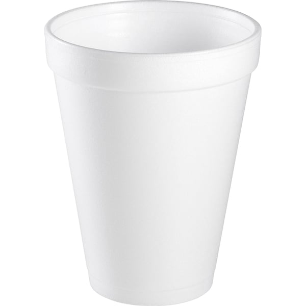 Dart Disposable Cup, Hot/Cold, Foam, 12 oz, White, PK1000 - 12J12