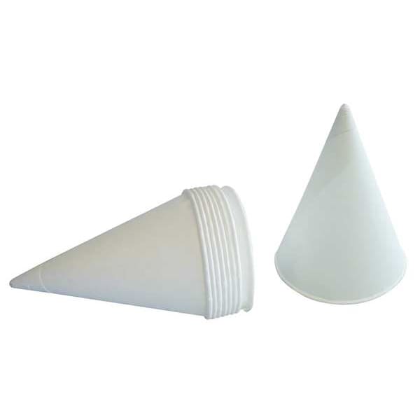 Zoro Select Disposable Cone Cup, Paper, 4.25 oz, White, 1000PK - 25K815
