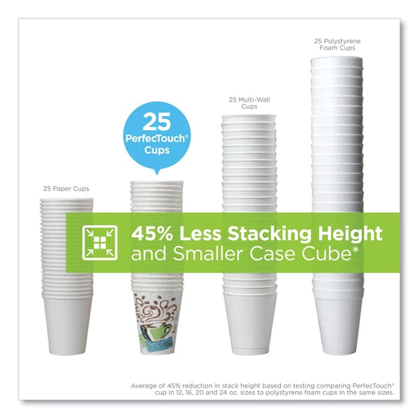 Dixie PerfecTouch Paper Hot Cups, 12oz, Coffee Haze, PK160 - 5342CDSBP