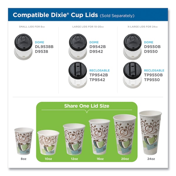Dixie PerfecTouch Paper Hot Cups, 12oz, Coffee Haze, PK160 - 5342CDSBP