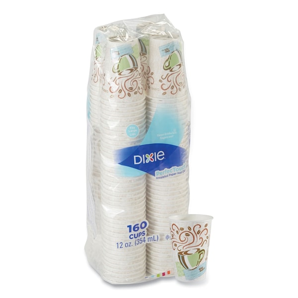 Dixie PerfecTouch Paper Hot Cups, 12oz, Coffee Haze, PK160 - 5342CDSBP