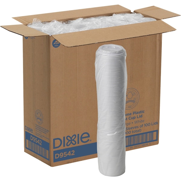 Dixie Lid for 12 to 20 oz. Hot Cup, Dome, Sip Through, White, Pk1000 - D9542