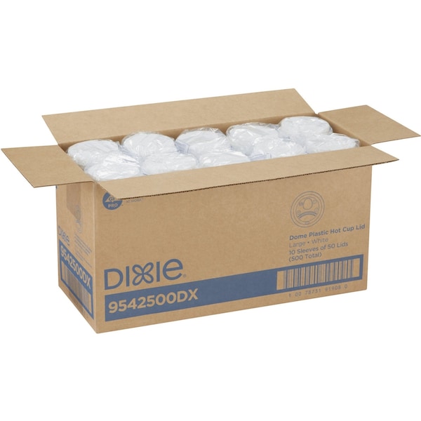 Dixie Lid for 12 to 20 oz. Hot Cup, Dome, Sip Through, White, Pk500 - 9542500DX