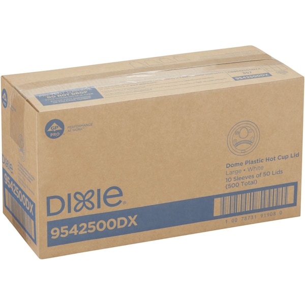 Dixie Lid for 12 to 20 oz. Hot Cup, Dome, Sip Through, White, Pk500 - 9542500DX