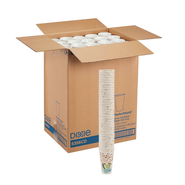 Perfect Touch Perfectouch 16 oz. Insulated Paper Hot Cup Coffee Dreams, PK1000 - 5356CD