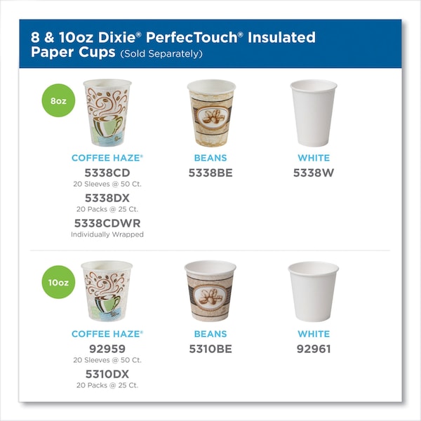 Dixie Hot Cups, Paper, 10oz, Coffee Dreams Design, PK500 - 5310DX