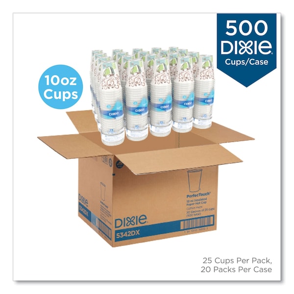 Dixie Hot Cups, Paper, 10oz, Coffee Dreams Design, PK500 - 5310DX
