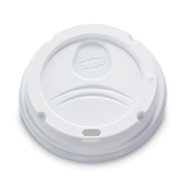 Dixie Dome Drink-Thru Lids, Fits 10 oz to 16 oz PerfecTouch; 12 oz to 20 oz WiseSize Cup, White, 50PK - 9542500DX