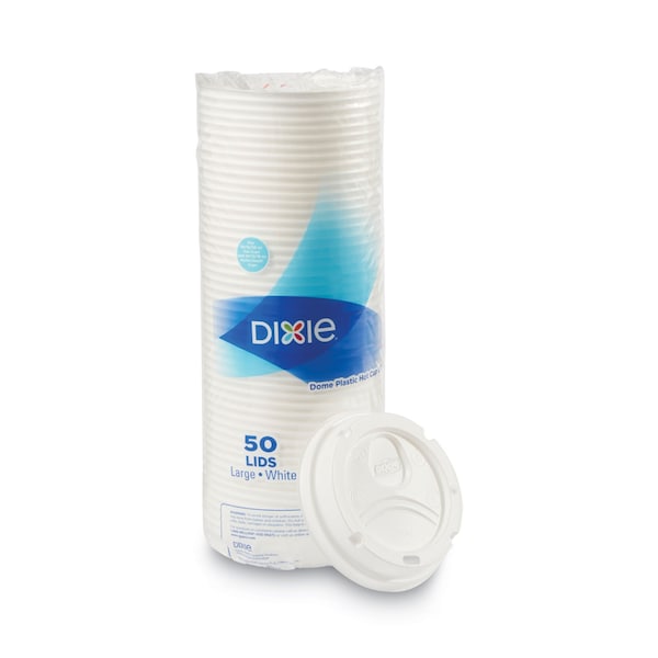 Dixie Dome Drink-Thru Lids, Fits 10 oz to 16 oz PerfecTouch; 12 oz to 20 oz WiseSize Cup, White, 50PK - 9542500DX