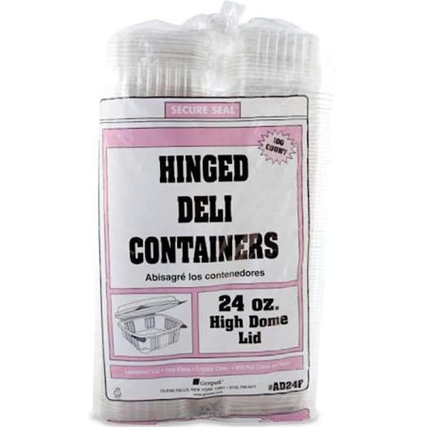 Genpak Genpak AD24F 24 oz Deli Hi Dome Hinge Lid Container; Clear - Case of 200 - AD24F