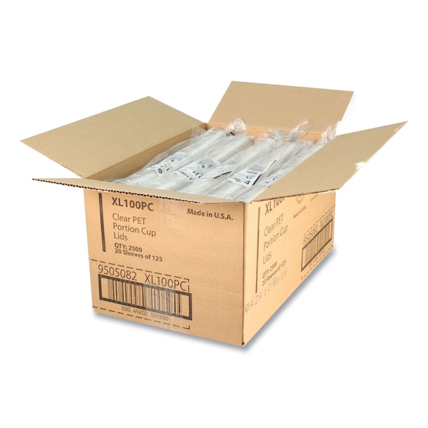 Fabri-Kal Portion Cup Lids, Fits 0.75 oz to 1 oz Portion Cups, Clear, 2500PK - 9505082