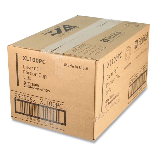 Fabri-Kal Portion Cup Lids, Fits 0.75 oz to 1 oz Portion Cups, Clear, 2500PK - 9505082