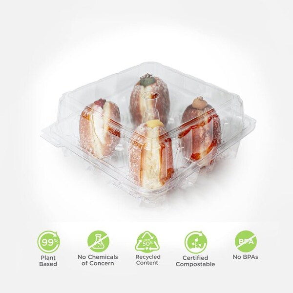 Good Natured Products 4-Pack 3.25 in. Mega Cupcake, Muffin & Roll Package, Crystal Clear, Pla, 150/Case, 150Pk - BXX00914