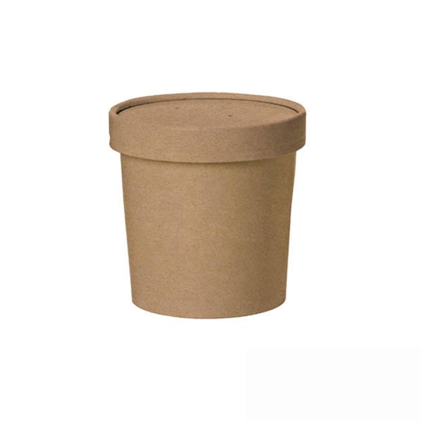 Omg 12 oz Brown Kraft Soup Cup with Lid - 3.5 Dia. x 3.4 in. - OM2634261