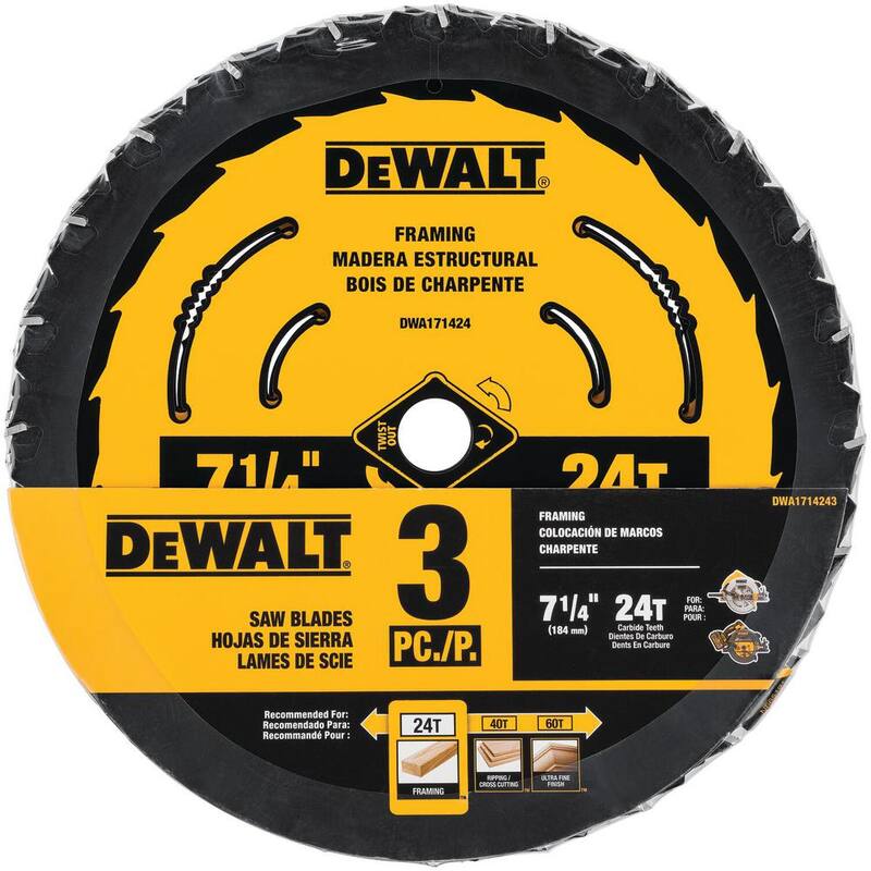DEWALT 7-1/4 pulgadas 24 dientes hojas de sierra circular (paquete de 3) - DWA1714243