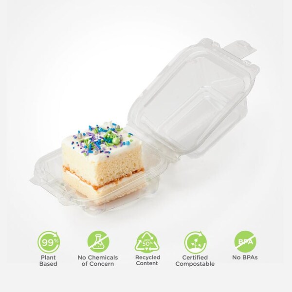 Good Natured Products Simply Secure Single 2.5 in. Dessert Package, Crystal Clear, Pla, 162/Case, 162Pk - BXX01401
