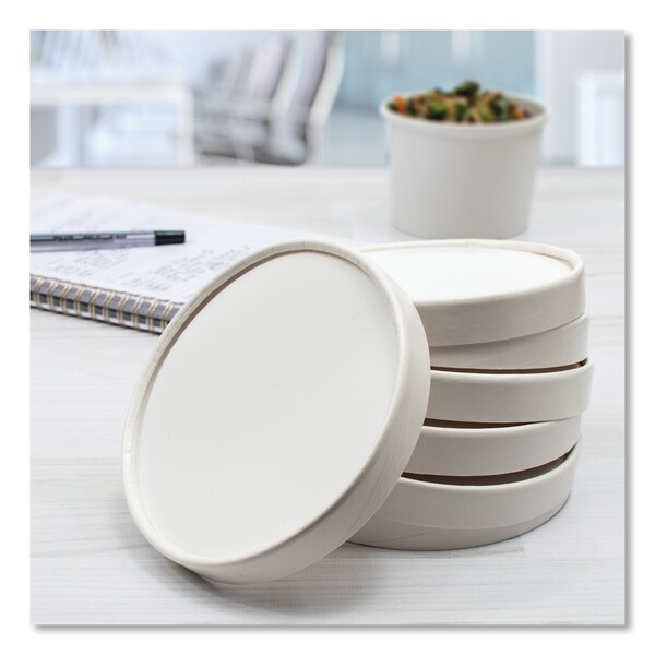 Solo Flexstyle Double Sided Poly Paper Lid, For 32 oz Food Containers, 4.6 in. Dia.x0.7 in.h, White, 500PK - CA32A-4000