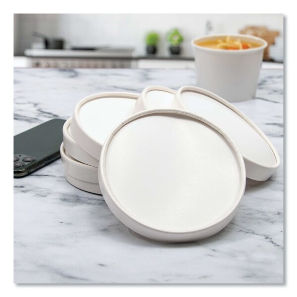 Solo Flexstyle Double Sided Poly Paper Lid, For 32 oz Food Containers, 4.6 in. Dia.x0.7 in.h, White, 500PK - CA32A-4000