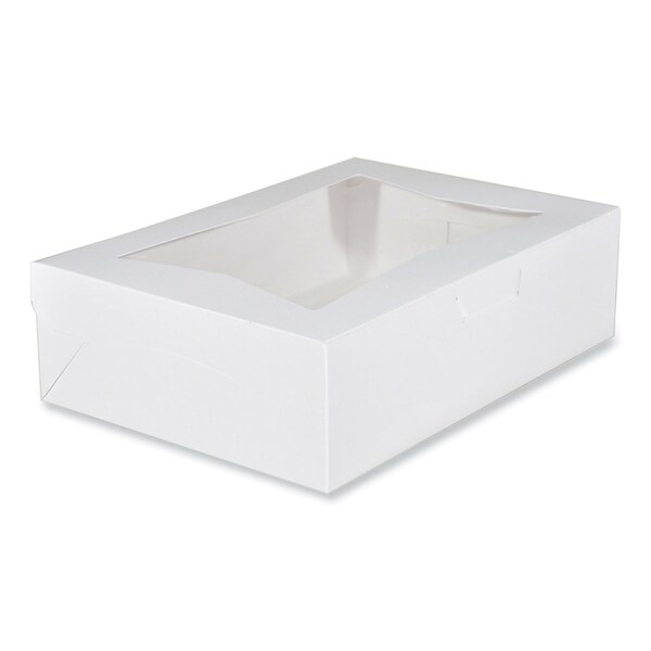 Sct White Window Bakery Boxes with Tuck-in Lid, 10 x 14 x 4, White, Paper, 100PK - SCH 23093